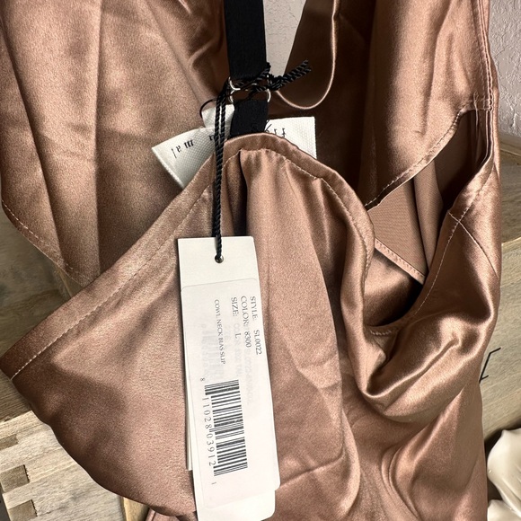 🆕 Fleur du Mal Cowl Neck Bias Bronze Satin Midi Dress • Sz L • MSRP: $485 - Picture 7 of 7